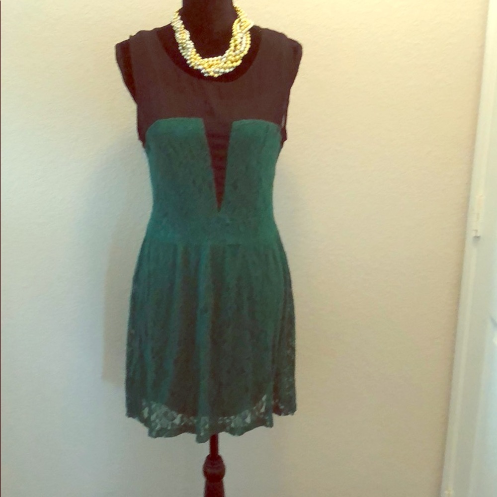 Black and green lace dress
